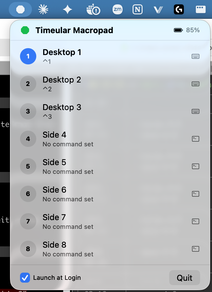 Menu bar UI